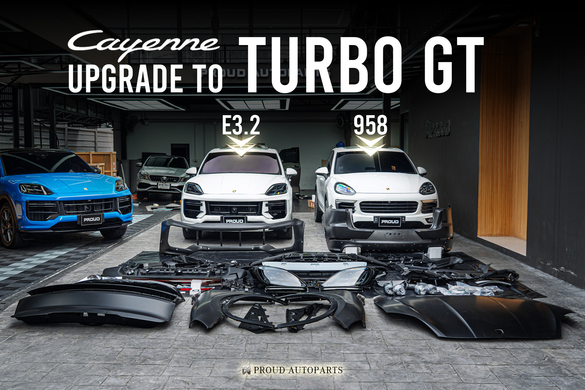 ชุดแต่งแปลงโฉม Turbo GT สำหรับ Porsche Cayenne 958 และ E3.2 ชุดแต่งแปลงโฉม Turbo GT สำหรับ Porsche Cayenne 958 และ E3.2